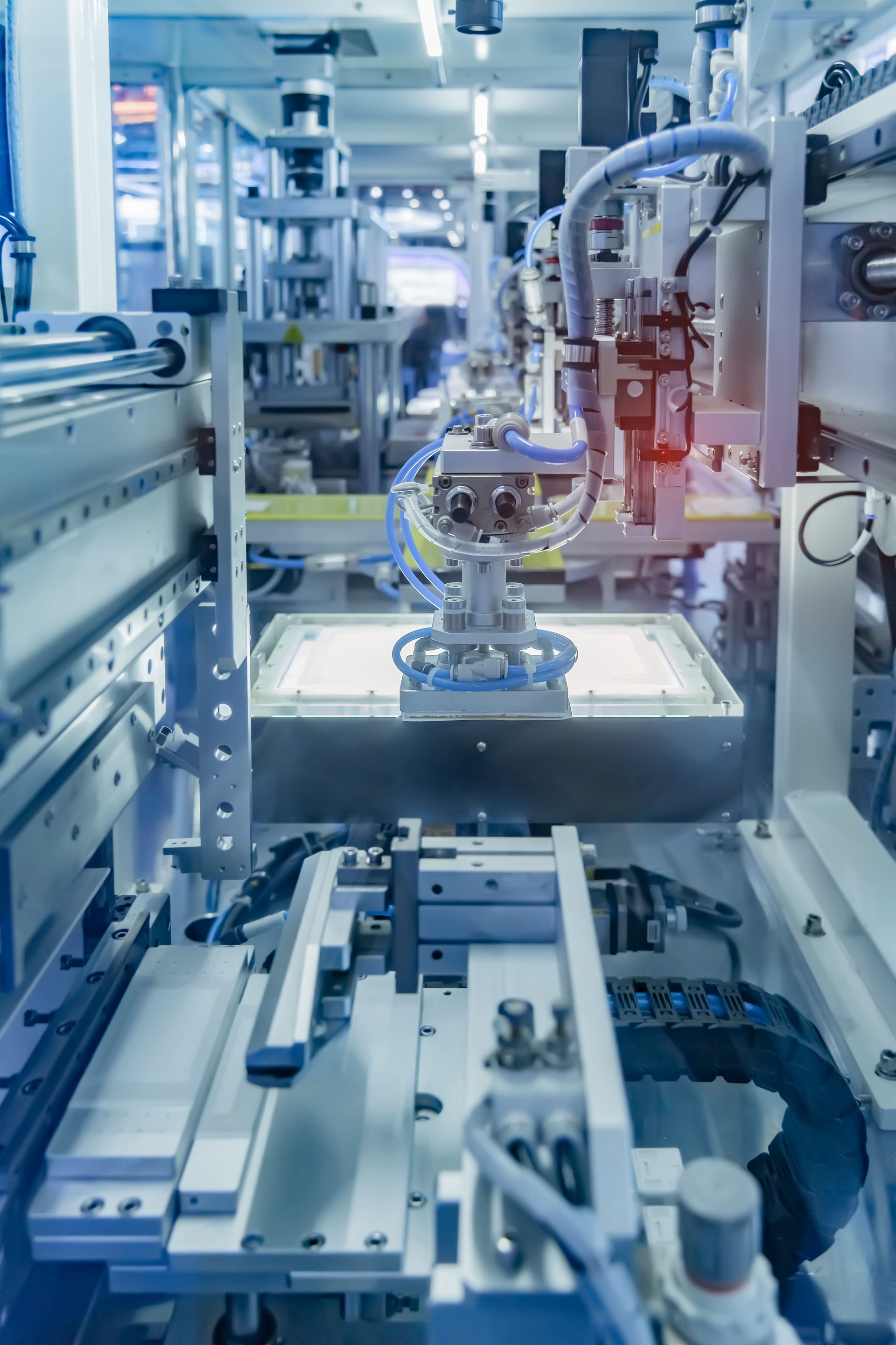 pneumatic piston sucker unit on industrial machine,automation compressed air factory production